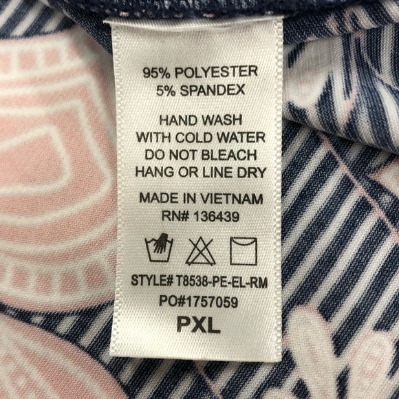 SJS navy white pink print button down top - Picture 7 of 7